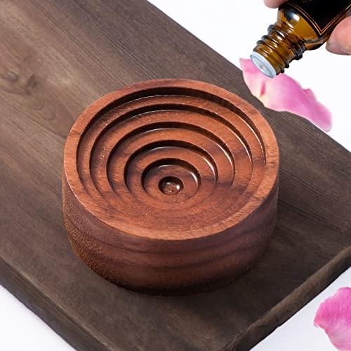 Oaec アロマストーン 木製 アロマディッシュ 缶入り 黒胡桃 直径50mm x 高さ20mm 車...