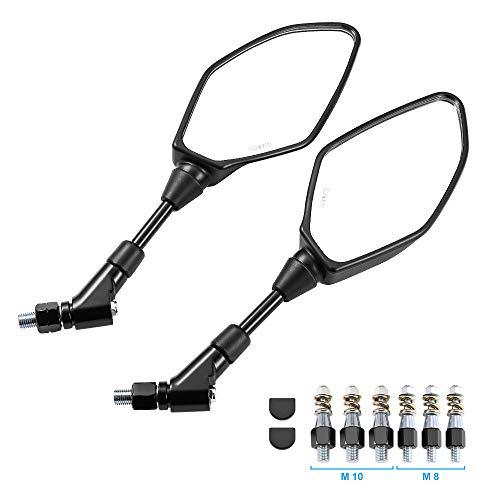 KEMIMOTO バイク ミラー 汎用 左右セット 8MM 10MM 逆/正ネジ 8個 オートバイ ...