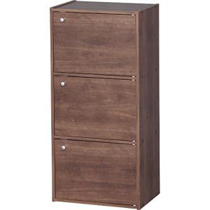 アイリスオーヤマ カラーボックス 3段 ドア付き 収納ボックス 本棚 幅41.5×奥行29×高さ88cm ブラウン CX-33D｜kirelab-net