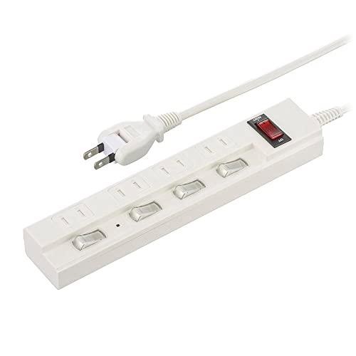 オーム電機 電源タップ コンセントタップ 節電タップ 雷ガード/ブレーカー付 4個口 5m 個別/一...