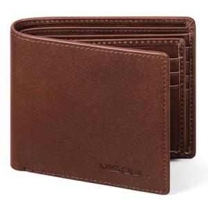 [VISOUL] 2つ折り 財布 メンズ 15枚カード収納 本革 財布 札入れ 免許証入れ 超薄型 大容量 牛革 札入れ 小銭入れなし 人気 一｜kirelab-net