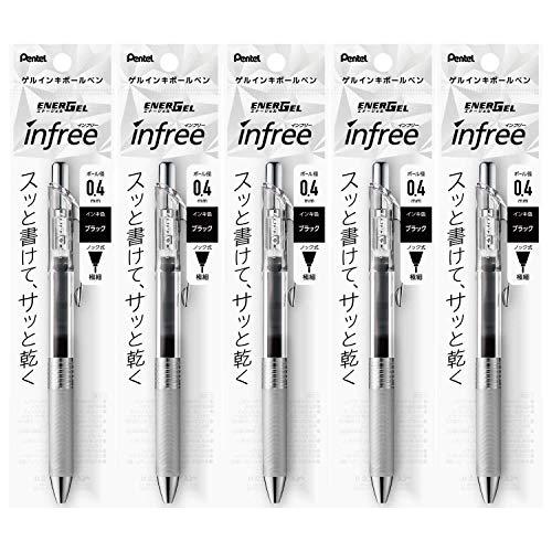 ぺんてる ボールペン ゲルインキ エナージェル インフリー 0.4mm クリア軸 XBLN74TL-...