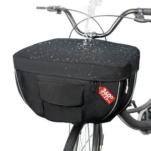 KGGHNG 自転車 前カゴカバー 防水 2段式 撥水加工 厚手600D 360°開閉 大型 反射帯/前ポケット付 取り付け簡単 雨よけ ひった｜kirelab-net