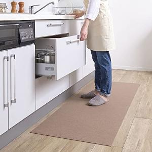 日本製 撥水 消臭 洗えるサンコー キッチンマット ずれない 台所マット ロング 60×180cm ブラウン おくだけ吸着 KG-03｜kirelab-net