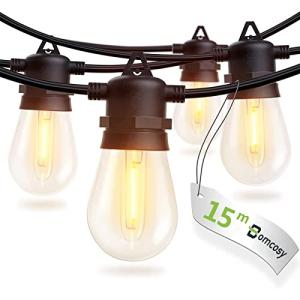Bomcosy LEDストリングライト 15m イルミネーションライト 防雨型 LED電球15個+灯芯1個 E12ソケット*15個 PC素材 連｜kirelab-net