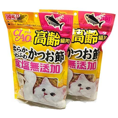 チャオ (CIAO) 食塩無添加 高齢猫用 柔らか ふわふわ かつお節 40g ×2個 セット まと...