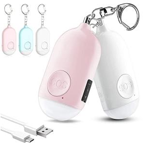 防犯ブザー2個セット ピンク＋ホワイト LEDライト付き 防犯アラーム USB充電式 大音量130dB 防水 防犯 ブザー 小学生 女の子 男の｜kirelab-net