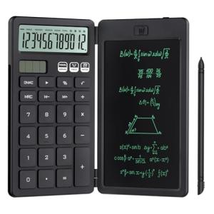 NEWYES 電卓付き電子メモパッド ソーラー充電可 折りたたみ式 ワンタッチ消去 多機能 計算機 デジタルペーパー 電卓 デジタルメモ 12桁｜kirelab-net