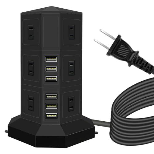 電源タップ 縦型コンセント タワー式 オフィス 会議用 USB急速充電 約2m スイッチ付 12口 ...