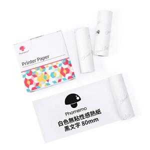 Phomemo 非粘着感熱紙 80mm幅 黒文字 3巻入り、1巻の長さは6.5m、Phomemo M03/M04AS ポータブルサーマルプリンタ｜kirelab-net