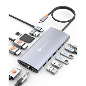 14-in-1 8K@30Hz 3画面出力 デュアル 4K@60Hz 40cm延長ケーブル USB C type-c ドッキングステーション N｜ルミナスエイト ヤフー店