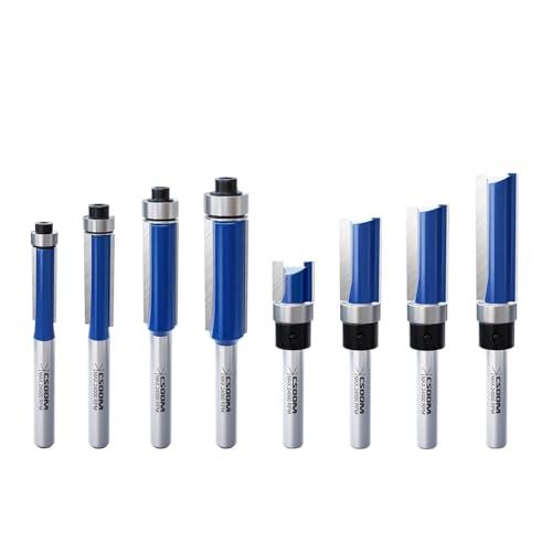 CSOOM Pro 木工用切削工具8本セット、ルータービット軸径6mmのターガイドべアリング付ストレ...