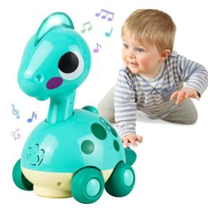 MAVEKID 赤ちゃん おもちゃ 0歳 電子ライトアップハイハイ恐竜 玩具 自動的に障害物を回避する 音楽とLEDライト付き 子供用動くおもち｜kirelab-net