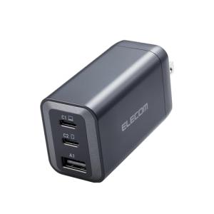 エレコム USB PD 充電器 65W 3ポート Type-C USB-A GaN採用 PPS対応 3台同時充電 折りたたみ式プラグ PSE技術｜kirelab-net