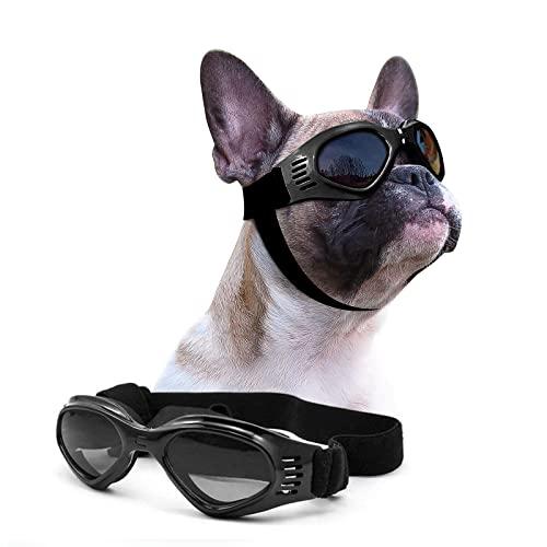 PETLESO 犬サングラス uvカット 小中型犬用ゴーグル 紫外線対策 散歩 お出かけ用 黒