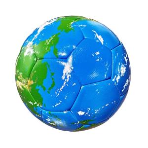ほぼ日のアースボール PLAY サッカーボールタイプのアースボール。アプリをかざすと地球の「今」がリアルタイムに見える地球儀です。直径約22cm｜kirelab-net