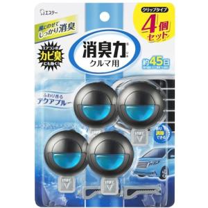 消臭力 クルマ 車用 クリップタイプ アクアブルー 3.2mL×4個セット クルマの消臭力 車 クリップ 消臭剤 消臭 芳香剤｜kirelab-net