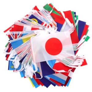 Difounmas 万国旗 世界 国旗 旗 100ヶ国 連旗 長さ32m 日本国旗あり 国際交流 フェスティバル イベント サッカー 体育 競技｜kirelab-net