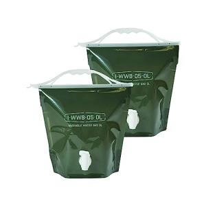 岩谷マテリアル(Iwatani Materials) 水タンク ウォッシャブル ウォーターバッグ 5L 2個セット オリーブグリーン WWB-5｜kirelab-net
