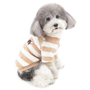 ZUNEA 犬の服 冬 コート 小型犬 おしゃれ かわいい パーカー ボーダー柄 モコモコ あたたかい フリース ジャケット 暖かい 防寒 セー｜kirelab-net