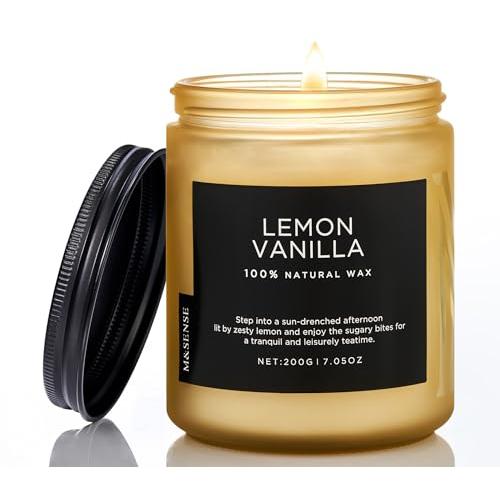 M&amp;SENSE アロマキャンドル ミニ キャンドル レモン・バニラの香り 燃焼時間50時間 200g...