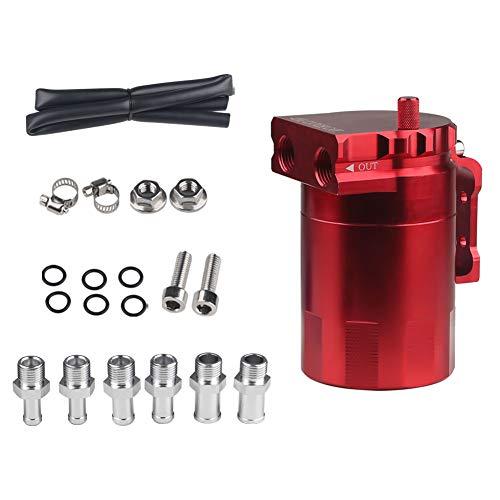 300mlオイルキャッチタンク 汎用 円柱型 アルミ製 ホース付属 レッド