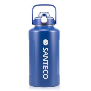 SANTECO 水筒 真空断熱 大容量 魔法瓶 保冷 保温 1900ML ストロー付き 直飲み スポーツドリンク対応 おしゃれ 広口 18／8ス｜kirelab-net