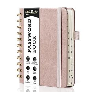 WEMATE パスワード管理ノート リングパスワードブック A6 アルファベットタブ付き 小型 ハードカバー 143mm x183mm(ピンク)｜kirelab-net