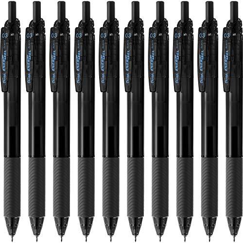 ぺんてる ボールペン ゲルインキ エナージェル エス 0.3mm ブラック軸 BLN123-A 黒 ...