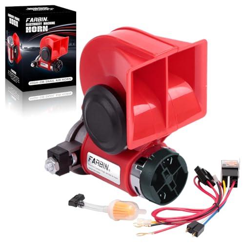 FARBIN コンパクト エアホーン スーパー大声で 電動エアホーン リレーとハーネスを含む 防塵設...