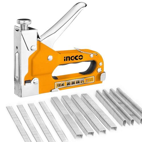 INGCO ガンタッカー 3in1 ハンドタッカー 替針3000本付き ステープルガン HSG140...