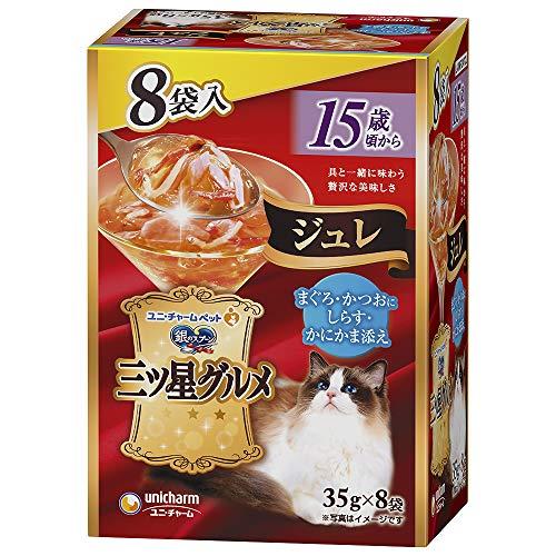 銀のスプーン キャットフード 三ツ星グルメパウチ ジュレ15歳からまぐろ・かつおにしらす・かにかま添...