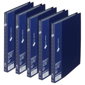 プラス ファイル クリアファイル スーパーエコノミー A5 縦 20ポケット FC-142EL ネイビー 5冊セット｜kirelab-net