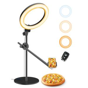 LUXSURE リングライト 撮影用ライト 俯瞰撮影 スマホスタンド ライト付き 10.5インチ 手元撮影用スマホスタンド 卓上 スマホ 俯瞰撮｜kirelab-net