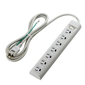 エレコム(ELECOM) 電源タップ 雷ガード 一括スイッチ マグネット付き 抜け止めコンセント 3P 7個口 2m T-Y3A-3720WH｜kirelab-net