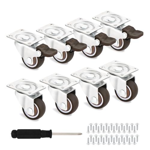 吉祥の家 キャスター 車輪 キャスター ストッパー付き台車プレート式 8個セット1.5インチ 家具移...
