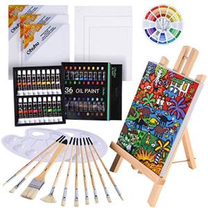 Ohuhu 油絵具 セット 56点セット 36色 油絵 油絵の具 絵画 画材 絵の具セット 初心者 大人 男の子 女の子 木製イーゼル 張りキャ｜kirelab-net