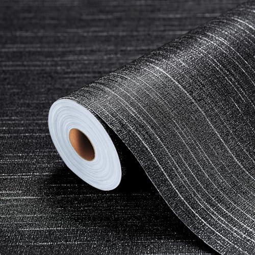 厚手壁紙 黒 壁紙シール 剥がせる壁紙 ブラック リメイクシート はがせる 60cm×10m おしゃ...