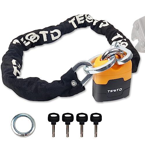TEOOTD バイクロック 極太チェーンロック 高い耐切断性 パッドロック付き 自転車原付オートバイ...