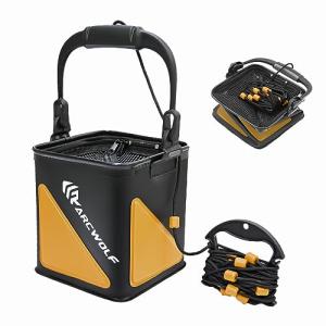 ARCWOLF 釣り バッカン メッシュカバーバケツ ビーズ付き ロープ(8m) 水汲みバケツ 折りたたみ EVA素材 持ち運び便利 釣り用バケ｜kirelab-net