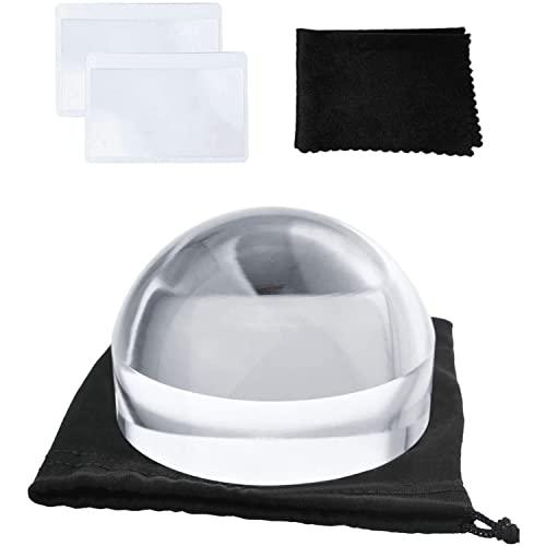 MAGDEPO ペーパーウェイト 拡大鏡ルーペ 4倍率 ルーペ文鎮 半ボール 65mm 光学アクリル...