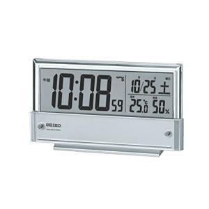 セイコークロック(Seiko Clock) セイコー クロック 目覚まし時計 電波 デジタル カレンダー 温度 湿度 表示 銀色 メタリック S｜kirelab-net