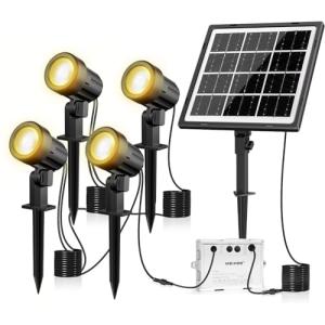 MEIKEE 2025年改良ソーラー ガーデンライト スポットライト 電球色 led 屋外 分離式 自動点灯 消灯 IP66防水 3000K 8｜kirelab-net