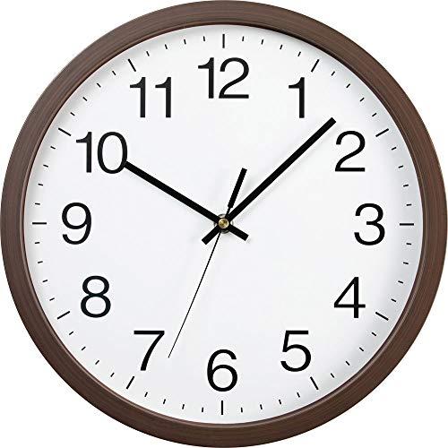 アイリスプラザ 掛け時計 壁掛け 静音 ブラウン 直径30cm/非電波 文字盤あり チクタク音がしな...