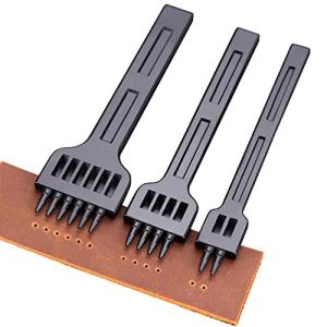 KEWAYO 3本セット レザークラフト 革細工 菱目打ち丸穴 ポンチセット ポンチ 穴あけ間隔 6MM 目打ち 革 縫い穴 打ち具２４６歯｜kirelab-net