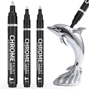 AKARUED 銀メッキ 補修ペン メッキペン メッキ塗料 塗るだけで メッキ 3本セット 0.7mm/1mm/2mm クロームメッキ メッキは｜ルミナスエイト ヤフー店