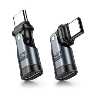 USB-C 変換アダプタ PD240W 180°回転可2個セット ブラックタイプC 変換アダプタ 急速充電可 データ転送可 片MacBook P｜kirelab-net