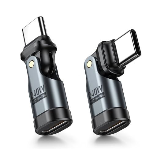USB-C 変換アダプタ PD240W 180°回転可2個セット ブラックタイプC 変換アダプタ 急...