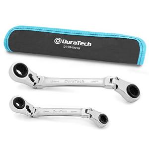 DURATECH ラチェットメガネレンチ フレックスラチェットレンチ 両頭首振型 4-in-1 方向切替可 72ギア CR-V鋼製 鏡面仕上げ｜kirelab-net