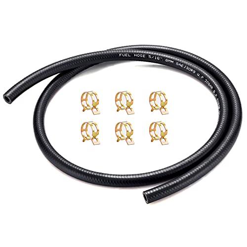 Pronese 燃料ホース 内径8mm ガソリンホース 3層管 全長1m 6個ホースクランプ 付き ...